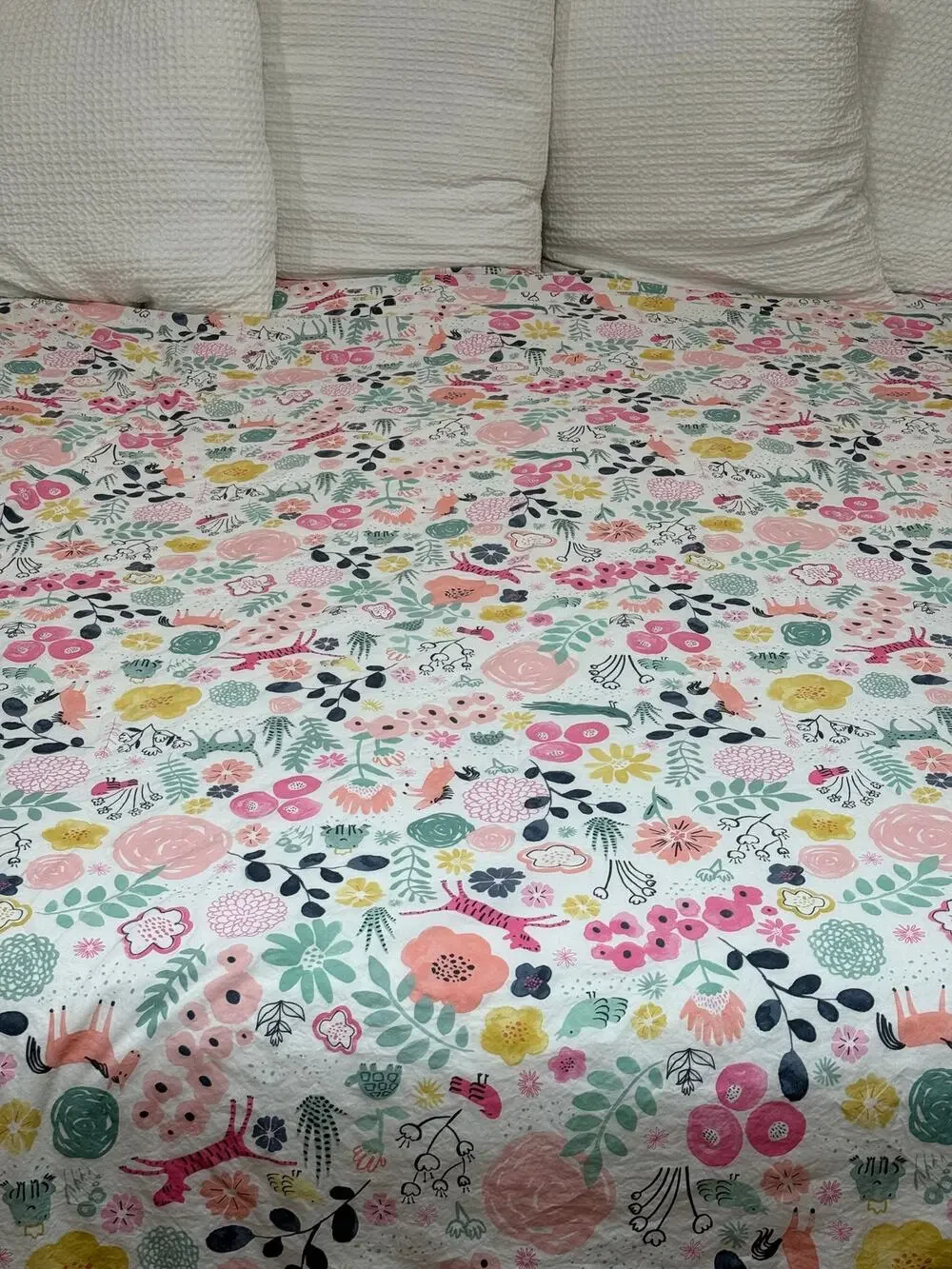 Pottery Barn Kids Sasha's Garden Twin Flat Sheet Organic Cotton Botanical Animal